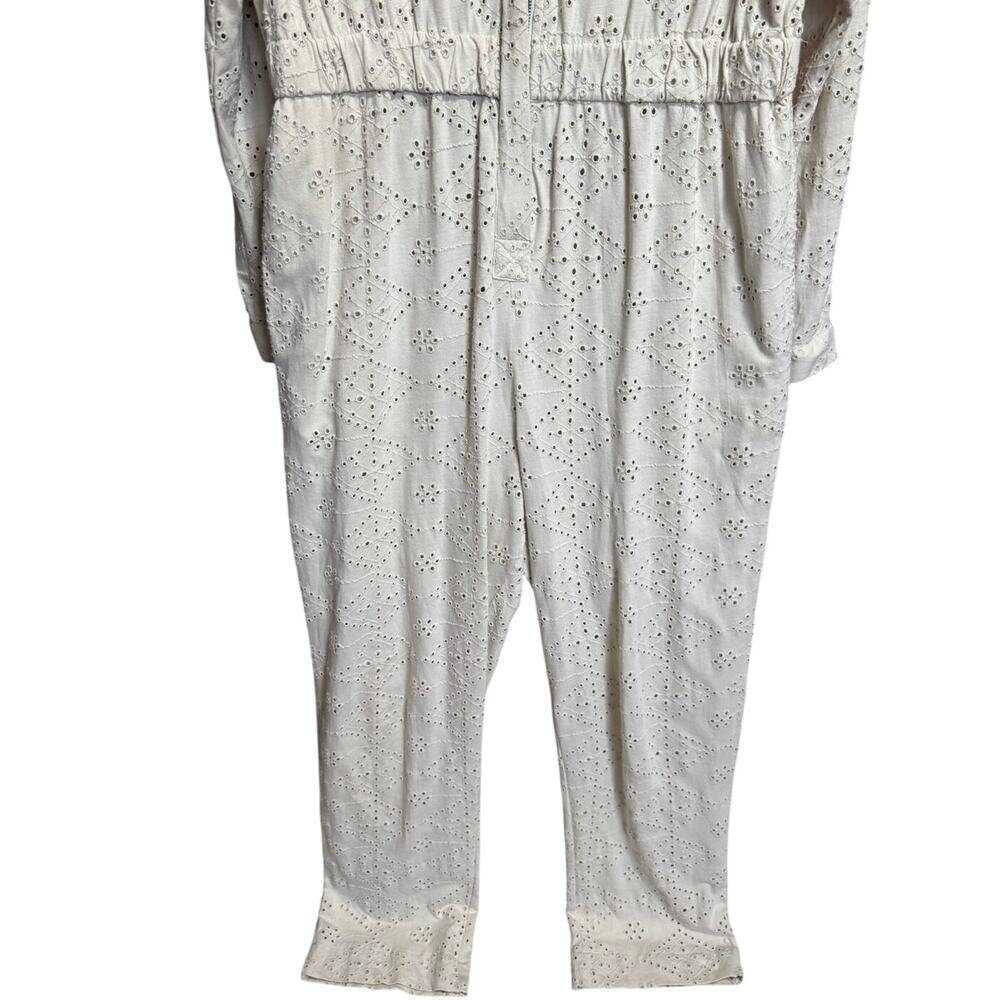 Free People Women’s Set The Tone Eyelet Jumpsuit Cream Size 12 NEW - Picture 7 of 12